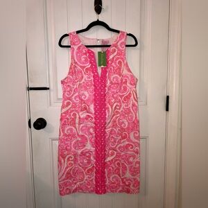 Lilly Pulitzer Ryder Pink Pout PBJ Print Lace Front Dress, Size 14, EUC WT's!